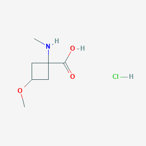 molecular formula C7H14ClNO3 B2827738 3-Methoxy-1-(methylamino)cyclobutane-1-carboxylic acid hydrochloride CAS No. 2173998-92-8