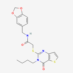N-(1,3-benzodioxol-5-ylmethyl)-2-[(3-butyl-4-oxo-3,4-dihydrothieno[3,2-d]pyrimidin-2-yl)sulfanyl]acetamide