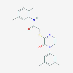 molecular formula C22H23N3O2S B2827768 N-(2,5-dimethylphenyl)-2-{[4-(3,5-dimethylphenyl)-3-oxo-3,4-dihydropyrazin-2-yl]sulfanyl}acetamide CAS No. 895110-01-7