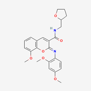 (2Z)-2-[(2,4-dimethoxyphenyl)imino]-8-methoxy-N-(tetrahydrofuran-2-ylmethyl)-2H-chromene-3-carboxamide