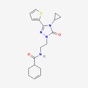 N-(2-(4-cyclopropyl-5-oxo-3-(thiophen-2-yl)-4,5-dihydro-1H-1,2,4-triazol-1-yl)ethyl)cyclohex-3-enecarboxamide