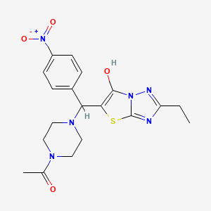 1-(4-((2-Ethyl-6-hydroxythiazolo[3,2-b][1,2,4]triazol-5-yl)(4-nitrophenyl)methyl)piperazin-1-yl)ethanone