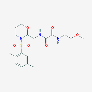 molecular formula C18H27N3O6S B2827803 N'-{[3-(2,5-dimethylbenzenesulfonyl)-1,3-oxazinan-2-yl]methyl}-N-(2-methoxyethyl)ethanediamide CAS No. 872724-27-1