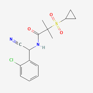 molecular formula C15H17ClN2O3S B2827804 N-[(2-Chlorophenyl)-cyanomethyl]-2-cyclopropylsulfonyl-2-methylpropanamide CAS No. 1825667-03-5