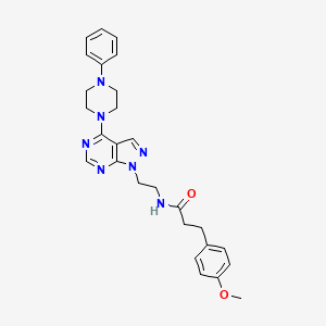 molecular formula C27H31N7O2 B2827842 3-(4-甲氧基苯基)-N-(2-(4-(4-苯基哌嗪-1-基)-1H-吡唑并[3,4-d]嘧啶-1-基)乙基)丙酰胺 CAS No. 1021094-56-3