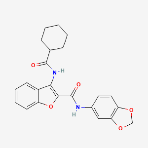 molecular formula C23H22N2O5 B2827844 N-(2H-1,3-benzodioxol-5-yl)-3-cyclohexaneamido-1-benzofuran-2-carboxamide CAS No. 872612-87-8