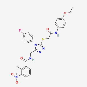 molecular formula C27H25FN6O5S B2827869 N-{[5-({[(4-ethoxyphenyl)carbamoyl]methyl}sulfanyl)-4-(4-fluorophenyl)-4H-1,2,4-triazol-3-yl]methyl}-2-methyl-3-nitrobenzamide CAS No. 391943-21-8