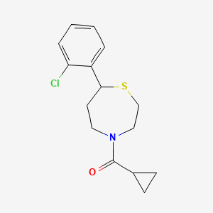 molecular formula C15H18ClNOS B2827908 (7-(2-Chlorophenyl)-1,4-thiazepan-4-yl)(cyclopropyl)methanone CAS No. 1797896-72-0