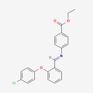molecular formula C22H18ClNO3 B2828045 ethyl 4-({(E)-[2-(4-chlorophenoxy)phenyl]methylidene}amino)benzenecarboxylate CAS No. 477862-33-2