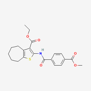 molecular formula C21H23NO5S B2828087 ethyl 2-[4-(methoxycarbonyl)benzamido]-4H,5H,6H,7H,8H-cyclohepta[b]thiophene-3-carboxylate CAS No. 477504-95-3