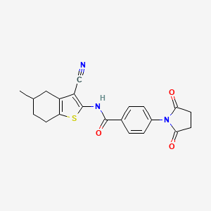 molecular formula C21H19N3O3S B2828107 N-(3-cyano-5-methyl-4,5,6,7-tetrahydro-1-benzothiophen-2-yl)-4-(2,5-dioxopyrrolidin-1-yl)benzamide CAS No. 330201-01-9