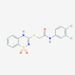 molecular formula C15H11Cl2N3O3S2 B2828131 N-(3,4-dichlorophenyl)-2-[(1,1-dioxo-4H-1lambda6,2,4-benzothiadiazin-3-yl)sulfanyl]acetamide CAS No. 886954-19-4