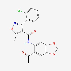 molecular formula C20H15ClN2O5 B2828186 N-(6-acetyl-1,3-benzodioxol-5-yl)-3-(2-chlorophenyl)-5-methyl-1,2-oxazole-4-carboxamide CAS No. 1023518-48-0