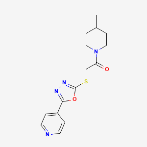 1-(4-Methylpiperidin-1-yl)-2-[(5-pyridin-4-yl-1,3,4-oxadiazol-2-yl)sulfanyl]ethanone