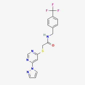 2-((6-(1H-pyrazol-1-yl)pyrimidin-4-yl)thio)-N-(4-(trifluoromethyl)benzyl)acetamide
