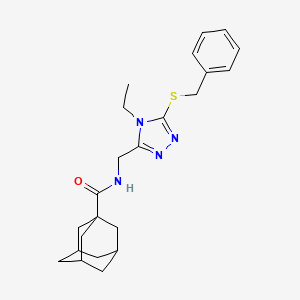 molecular formula C23H30N4OS B2828254 N-{[5-(benzylsulfanyl)-4-ethyl-4H-1,2,4-triazol-3-yl]methyl}adamantane-1-carboxamide CAS No. 476438-75-2