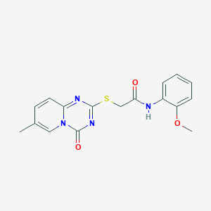 molecular formula C17H16N4O3S B2828258 N-(2-methoxyphenyl)-2-({7-methyl-4-oxo-4H-pyrido[1,2-a][1,3,5]triazin-2-yl}sulfanyl)acetamide CAS No. 896319-44-1