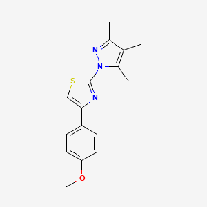 molecular formula C16H17N3OS B2828331 methyl 4-[2-(3,4,5-trimethyl-1H-pyrazol-1-yl)-1,3-thiazol-4-yl]phenyl ether CAS No. 955961-66-7