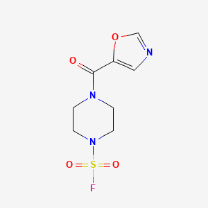 molecular formula C8H10FN3O4S B2828339 4-(1,3-Oxazole-5-carbonyl)piperazine-1-sulfonyl fluoride CAS No. 2361823-90-5