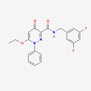 molecular formula C20H17F2N3O3 B2828347 N-[(3,5-DIFLUOROPHENYL)METHYL]-6-ETHOXY-4-OXO-1-PHENYL-1,4-DIHYDROPYRIDAZINE-3-CARBOXAMIDE CAS No. 1251558-69-6