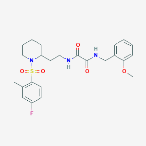 molecular formula C24H30FN3O5S B2828361 N-{2-[1-(4-fluoro-2-methylbenzenesulfonyl)piperidin-2-yl]ethyl}-N'-[(2-methoxyphenyl)methyl]ethanediamide CAS No. 898426-99-8