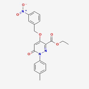 molecular formula C21H19N3O6 B2828381 Ethyl 4-((3-nitrobenzyl)oxy)-6-oxo-1-(p-tolyl)-1,6-dihydropyridazine-3-carboxylate CAS No. 899993-31-8