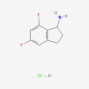molecular formula C9H10ClF2N B2828388 5,7-Difluoro-2,3-dihydro-1H-inden-1-amine hydrochloride CAS No. 1229784-79-5