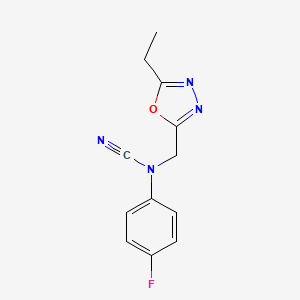 molecular formula C12H11FN4O B2828415 N-cyano-N-[(5-ethyl-1,3,4-oxadiazol-2-yl)methyl]-4-fluoroaniline CAS No. 1825549-26-5