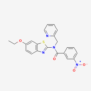molecular formula C22H18N4O4S B2828419 N-(6-ethoxybenzo[d]thiazol-2-yl)-3-nitro-N-(pyridin-2-ylmethyl)benzamide CAS No. 941878-37-1