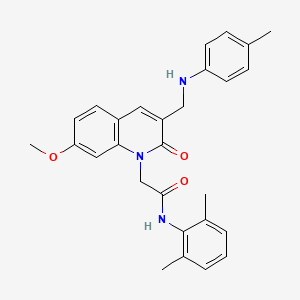 molecular formula C28H29N3O3 B2828423 N-(2,6-dimethylphenyl)-2-(7-methoxy-3-{[(4-methylphenyl)amino]methyl}-2-oxo-1,2-dihydroquinolin-1-yl)acetamide CAS No. 932524-38-4