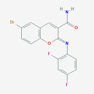 (2Z)-6-bromo-2-[(2,4-difluorophenyl)imino]-2H-chromene-3-carboxamide