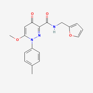 molecular formula C18H17N3O4 B2828446 N-[(furan-2-yl)methyl]-6-methoxy-1-(4-methylphenyl)-4-oxo-1,4-dihydropyridazine-3-carboxamide CAS No. 1251558-44-7