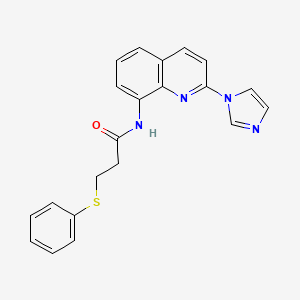 molecular formula C21H18N4OS B2828459 N-(2-(1H-imidazol-1-yl)quinolin-8-yl)-3-(phenylthio)propanamide CAS No. 1226436-16-3