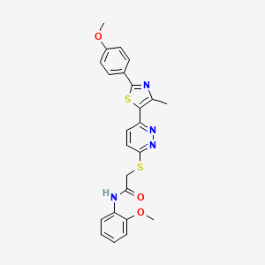 molecular formula C24H22N4O3S2 B2828463 N-(2-methoxyphenyl)-2-({6-[2-(4-methoxyphenyl)-4-methyl-1,3-thiazol-5-yl]pyridazin-3-yl}sulfanyl)acetamide CAS No. 954611-99-5