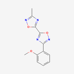 molecular formula C12H10N4O3 B2828469 3-(2-Methoxyphenyl)-5-(3-methyl-1,2,4-oxadiazol-5-YL)-1,2,4-oxadiazole CAS No. 1775535-42-6