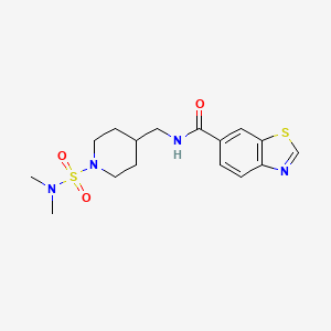 molecular formula C16H22N4O3S2 B2828501 N-((1-(N,N-dimethylsulfamoyl)piperidin-4-yl)methyl)benzo[d]thiazole-6-carboxamide CAS No. 2034356-15-3