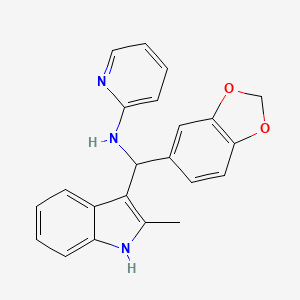 molecular formula C22H19N3O2 B2828506 N-[(2H-1,3-benzodioxol-5-yl)(2-methyl-1H-indol-3-yl)methyl]pyridin-2-amine CAS No. 325992-46-9