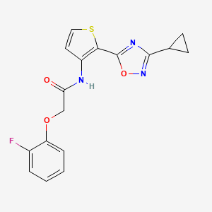 molecular formula C17H14FN3O3S B2828516 N-[2-(3-cyclopropyl-1,2,4-oxadiazol-5-yl)thiophen-3-yl]-2-(2-fluorophenoxy)acetamide CAS No. 1788843-57-1