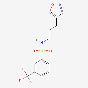 molecular formula C13H13F3N2O3S B2828536 N-(3-(isoxazol-4-yl)propyl)-3-(trifluoromethyl)benzenesulfonamide CAS No. 1903394-03-5