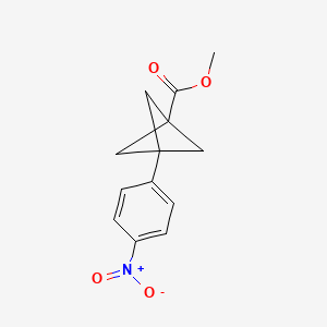 molecular formula C13H13NO4 B2828555 Methyl 3-(4-nitrophenyl)bicyclo[1.1.1]pentane-1-carboxylate CAS No. 159600-55-2