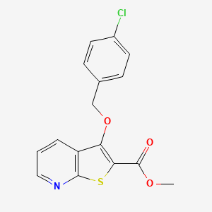 molecular formula C16H12ClNO3S B2828570 Methyl 3-[(4-chlorophenyl)methoxy]thieno[2,3-b]pyridine-2-carboxylate CAS No. 338419-39-9