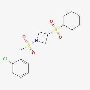 B2828576 1-((2-Chlorobenzyl)sulfonyl)-3-(cyclohexylsulfonyl)azetidine CAS No. 1705789-23-6