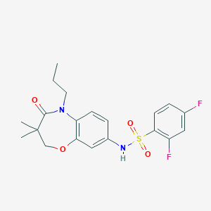 molecular formula C20H22F2N2O4S B2828605 N-(3,3-dimethyl-4-oxo-5-propyl-2,3,4,5-tetrahydro-1,5-benzoxazepin-8-yl)-2,4-difluorobenzene-1-sulfonamide CAS No. 921992-47-4