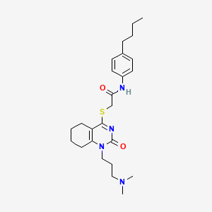 N-(4-butylphenyl)-2-((1-(3-(dimethylamino)propyl)-2-oxo-1,2,5,6,7,8-hexahydroquinazolin-4-yl)thio)acetamide