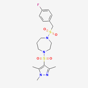 1-((4-fluorobenzyl)sulfonyl)-4-((1,3,5-trimethyl-1H-pyrazol-4-yl)sulfonyl)-1,4-diazepane