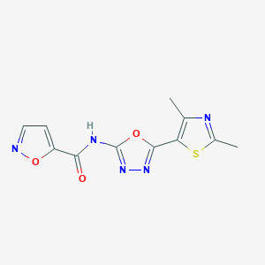 molecular formula C11H9N5O3S B2828650 N-[5-(2,4-dimethyl-1,3-thiazol-5-yl)-1,3,4-oxadiazol-2-yl]-1,2-oxazole-5-carboxamide CAS No. 1286725-63-0