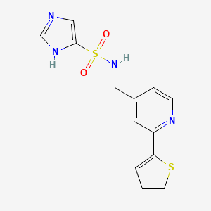 molecular formula C13H12N4O2S2 B2828664 N-((2-(thiophen-2-yl)pyridin-4-yl)methyl)-1H-imidazole-4-sulfonamide CAS No. 2034340-44-6