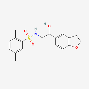 molecular formula C18H21NO4S B2828683 N-(2-(2,3-dihydrobenzofuran-5-yl)-2-hydroxyethyl)-2,5-dimethylbenzenesulfonamide CAS No. 1421484-98-1