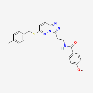 molecular formula C23H23N5O2S B2828712 4-methoxy-N-(2-(6-((4-methylbenzyl)thio)-[1,2,4]triazolo[4,3-b]pyridazin-3-yl)ethyl)benzamide CAS No. 872996-24-2