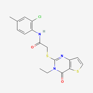 molecular formula C17H16ClN3O2S2 B2828718 N-(2-chloro-4-methylphenyl)-2-({3-ethyl-4-oxo-3H,4H-thieno[3,2-d]pyrimidin-2-yl}sulfanyl)acetamide CAS No. 1252912-77-8